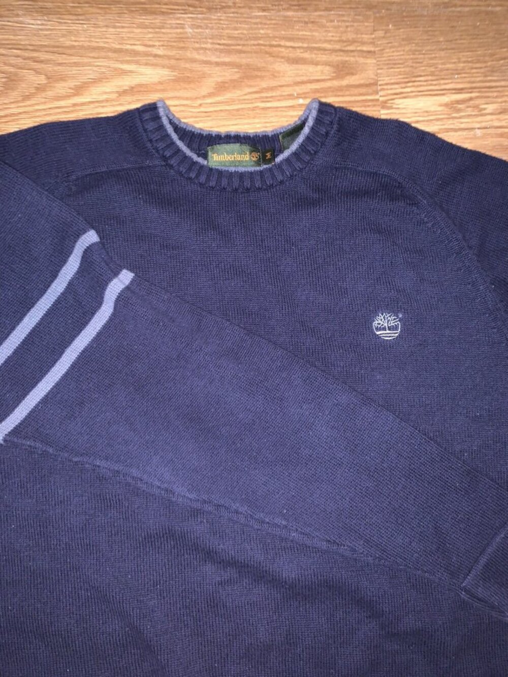 Timberland Mens Navy Blue 100% Cotton Long Sleeve Crew Neck Thin Sweater Medium